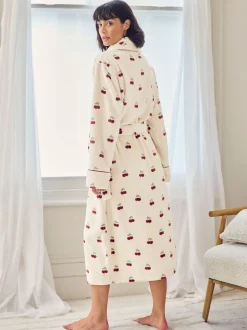 Chelsea Peers Fleece Cherry Print Long Dressing Gown