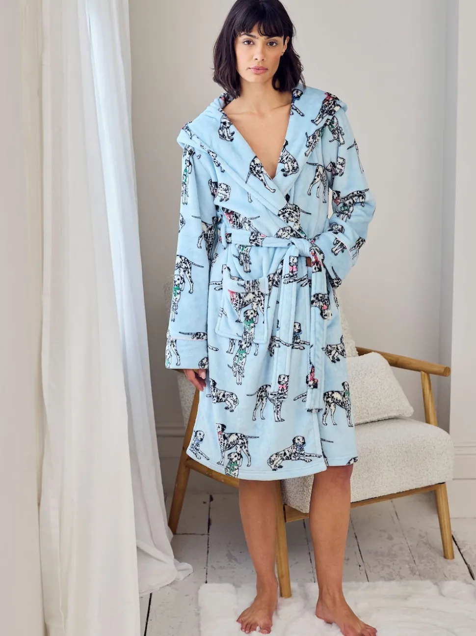 Chelsea Peers Fleece Dalmatian Dogs Print Dressing Gown