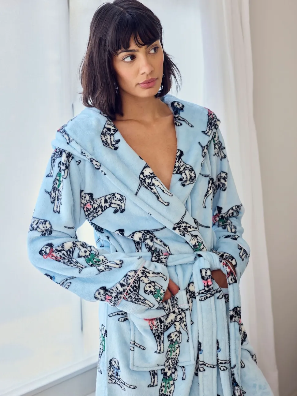 Chelsea Peers Fleece Dalmatian Dogs Print Dressing Gown
