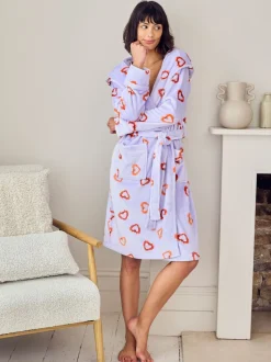 Chelsea Peers Fleece Shrimp Heart Print Dressing Gown