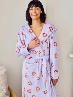 Chelsea Peers Fleece Shrimp Heart Print Dressing Gown