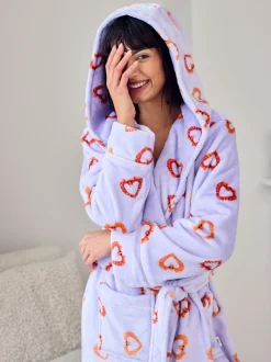 Chelsea Peers Fleece Shrimp Heart Print Dressing Gown