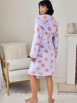 Chelsea Peers Fleece Shrimp Heart Print Dressing Gown