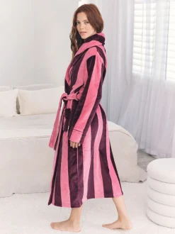 Chelsea Peers Fleece Stripe Dressing Gown