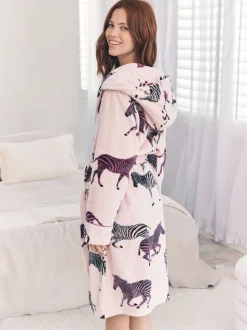 Chelsea Peers Fleece Zebra Print Dressing Gown