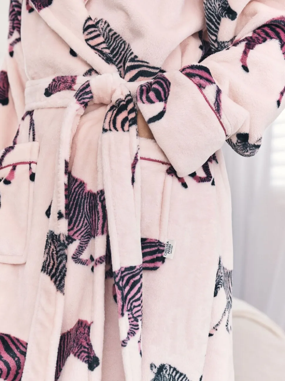 Chelsea Peers Fleece Zebra Print Dressing Gown