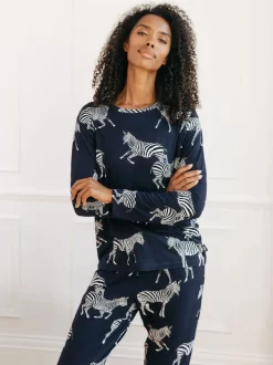 Chelsea Peers Navy Zebra Classic Pyjamas Set