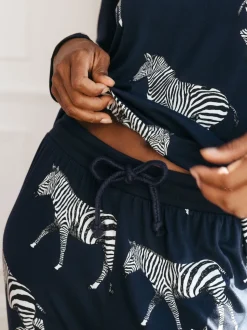 Chelsea Peers Navy Zebra Classic Pyjamas Set