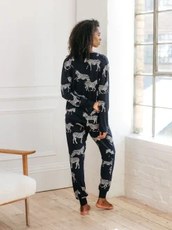 Chelsea Peers Navy Zebra Classic Pyjamas Set