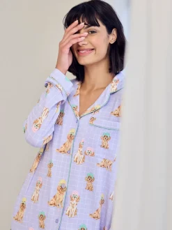 Chelsea Peers Spa Dogs Print Long Pyjamas Set