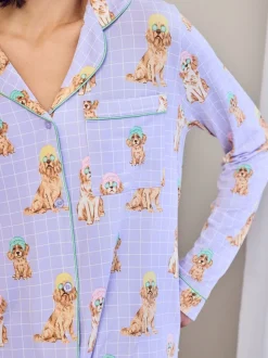 Chelsea Peers Spa Dogs Print Long Pyjamas Set