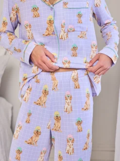 Chelsea Peers Spa Dogs Print Long Pyjamas Set
