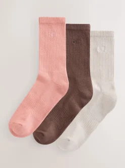 Choc/Naturel/Roze - zelf. 3 paar lounge enkelsokken met verzachte zool