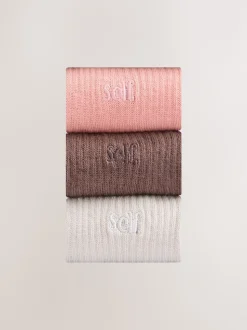 Choc/Naturel/Roze - zelf. 3 paar lounge enkelsokken met verzachte zool