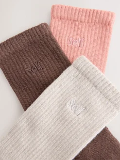Choc/Naturel/Roze - zelf. 3 paar lounge enkelsokken met verzachte zool