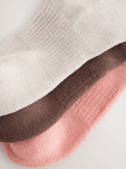 Choc/Naturel/Roze - zelf. 3 paar lounge enkelsokken met verzachte zool
