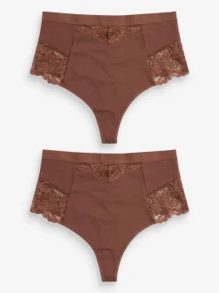 Chocolade nude - 2 Strings met licht buikcorrigerende hoge taille