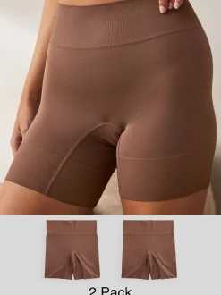 Chocolade nude - Verpakking van 2 naadloze irritatiewerende shorts
