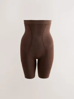 Chocolade nude - Vormgevende naadloze slip voor gladdere dijen met stevige buikcorrectie