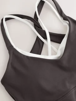 Chocoladebruin - Active Power Double Layer Cross Back Sports Bra