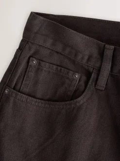 Chocoladebruin - Baggy jeans met wijde pijpen en halfhoge taille