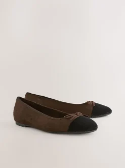 Chocoladebruin - Ballerina's met ronde neus