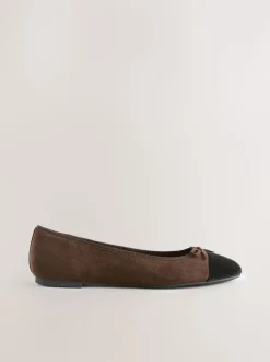Chocoladebruin - Ballerina's met ronde neus