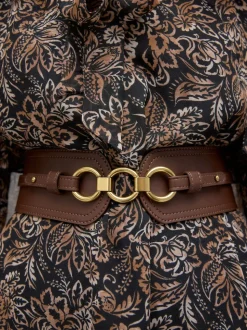 Chocoladebruin - Brede riem in korsetstijl