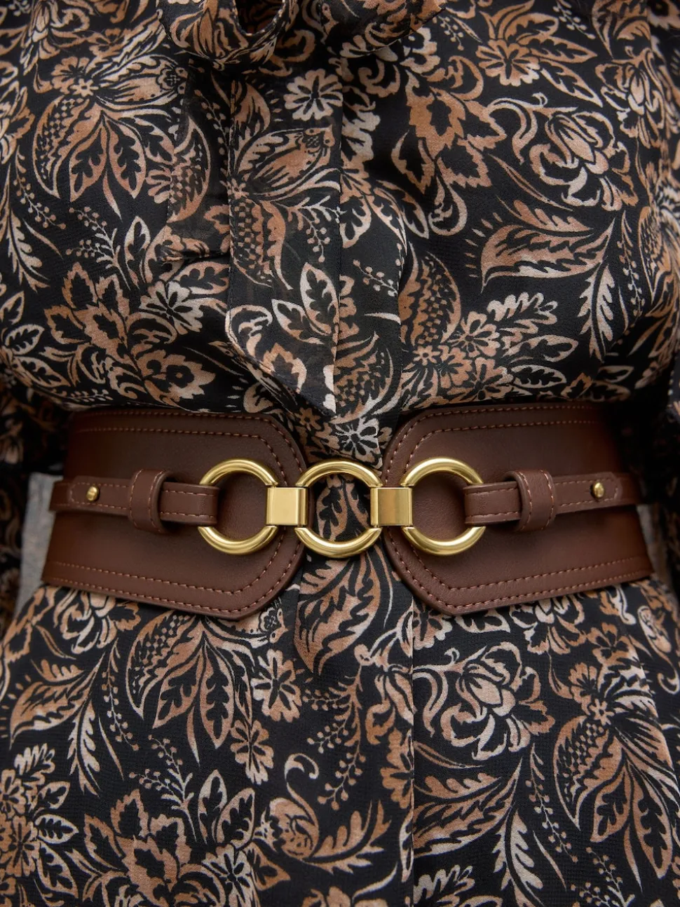 Chocoladebruin - Brede riem in korsetstijl