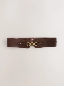 Chocoladebruin - Brede riem in korsetstijl
