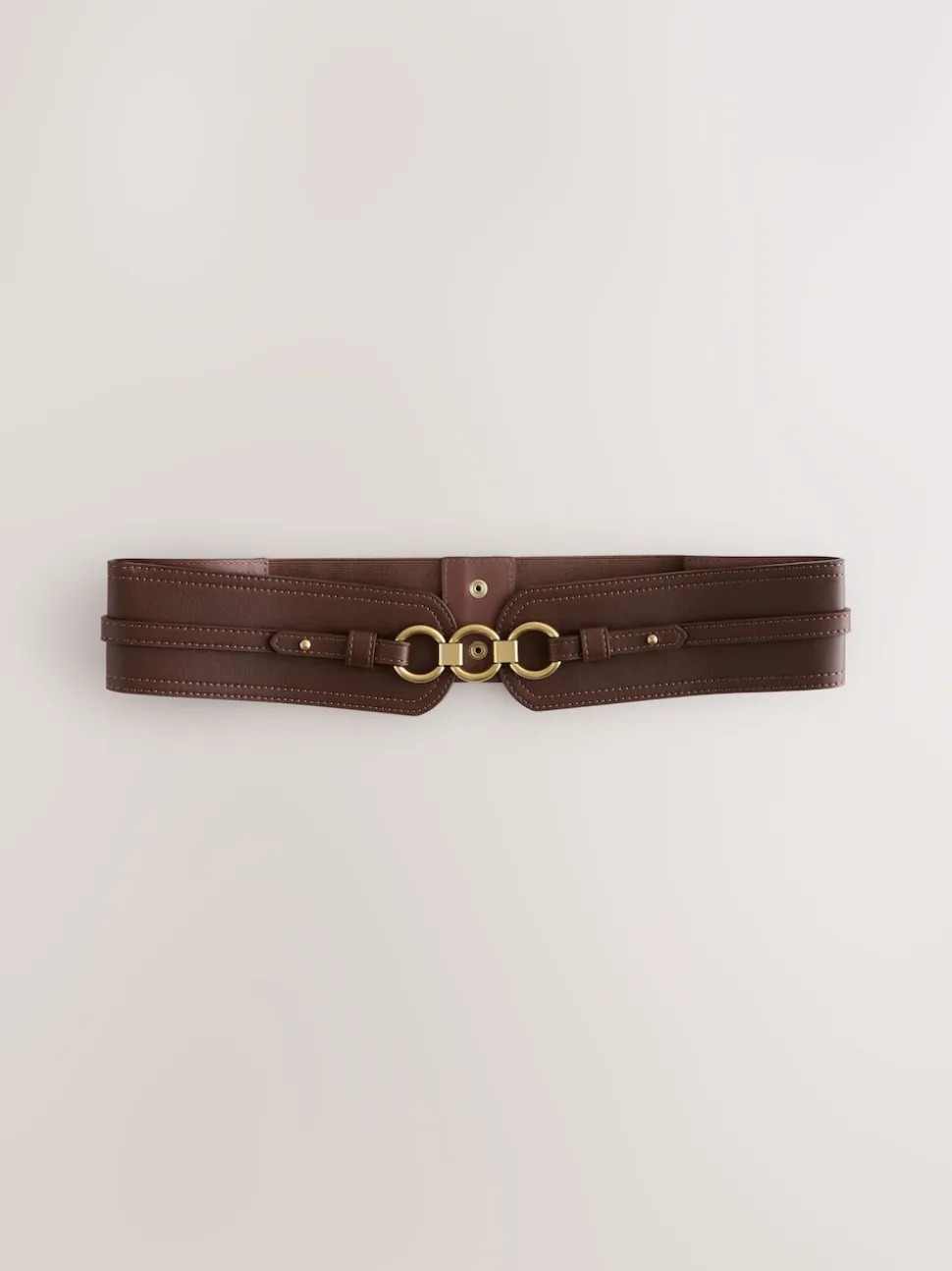 Chocoladebruin - Brede riem in korsetstijl