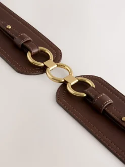 Chocoladebruin - Brede riem in korsetstijl