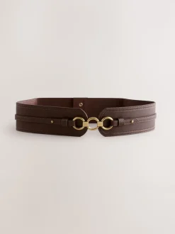 Chocoladebruin - Brede riem in korsetstijl