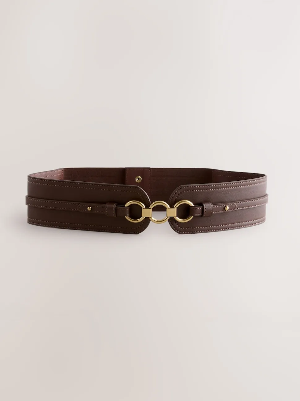 Chocoladebruin - Brede riem in korsetstijl
