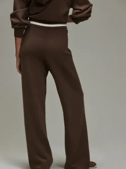 Chocoladebruin - Compact Cosy Wide Leg Tipped Joggers