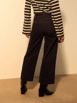 Chocoladebruin - Cord Wide Leg Cropped Trousers