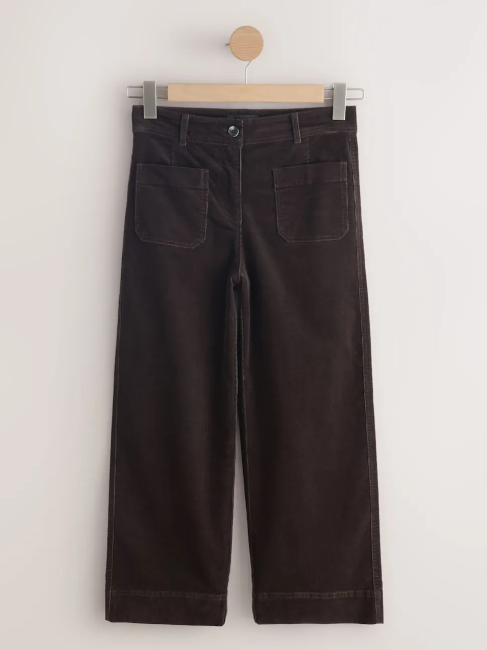 Chocoladebruin - Cord Wide Leg Cropped Trousers