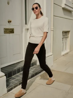 Chocoladebruin - Corduroy skinny broek