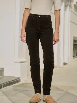 Chocoladebruin - Corduroy skinny broek