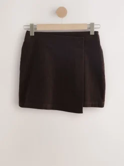 Chocoladebruin - Corduroy mini-wikkelrok