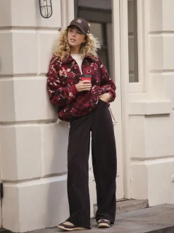 Chocoladebruin - Corduroy broek met wijde pijpen