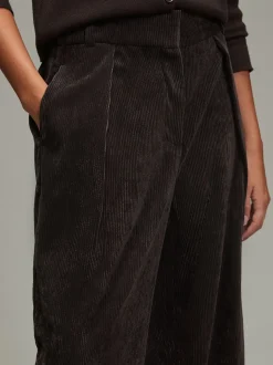 Chocoladebruin - Corduroy broek met wijde pijpen