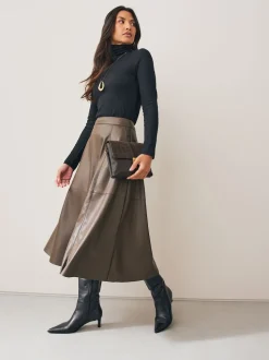 Chocoladebruin - Crossbodytas met imitatie krokodillenleer