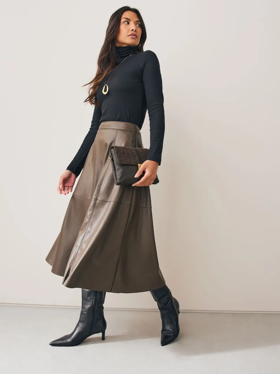 Chocoladebruin - Crossbodytas met imitatie krokodillenleer
