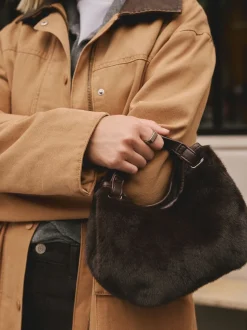 Chocoladebruin - Crossbodytas van imitatiebont