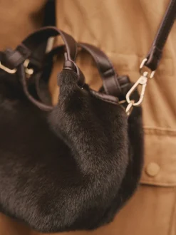 Chocoladebruin - Crossbodytas van imitatiebont