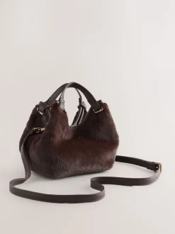 Chocoladebruin - Crossbodytas van imitatiebont