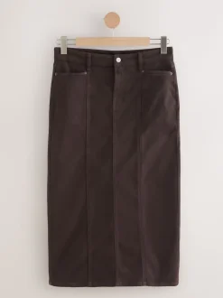 Chocoladebruin - Denim midikokerrok