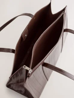 Chocoladebruin - Draagtas met structuur