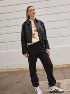 Chocoladebruin - Essentiële jersey joggingbroek met manchetten
